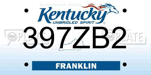 397ZB2 Kentucky License Plate