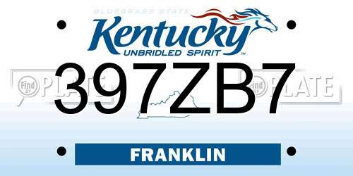 397ZB7 Kentucky License Plate