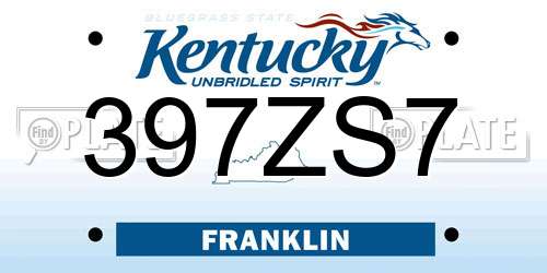 397ZS7 Kentucky License Plate