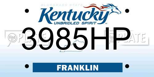 3985HP Kentucky License Plate