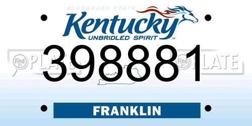 398881 Kentucky License Plate