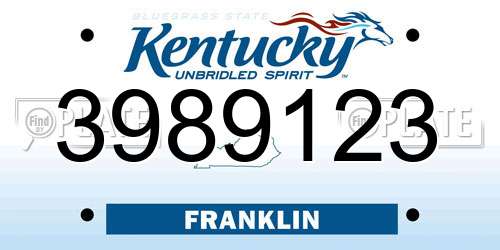 3989123 Kentucky License Plate