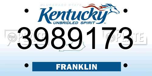 3989173 Kentucky License Plate
