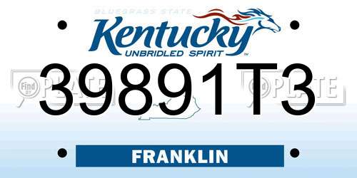 39891T3 Kentucky License Plate