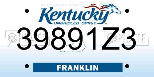 39891Z3 Kentucky License Plate