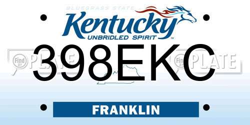 398EKC Kentucky License Plate