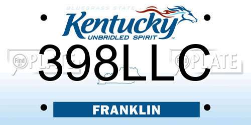 398LLC Kentucky License Plate
