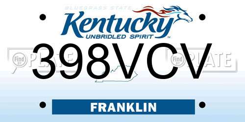398VCV Kentucky License Plate