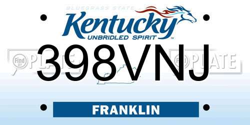 398VNJ Kentucky License Plate