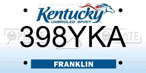 398YKA Kentucky License Plate