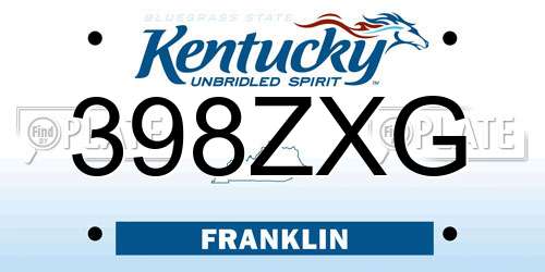 398ZXG Kentucky License Plate