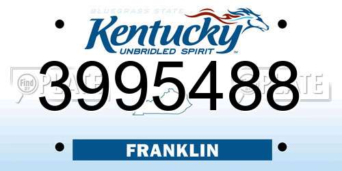 3995488 Kentucky License Plate