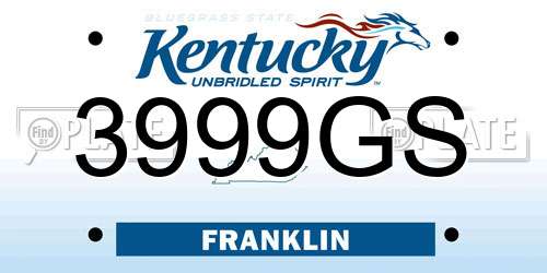3999GS Kentucky License Plate