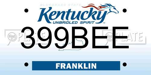 399BEE Kentucky License Plate