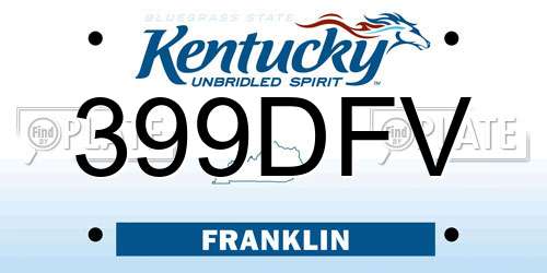 399DFV Kentucky License Plate