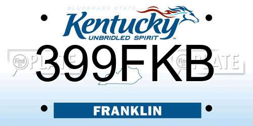 399FKB Kentucky License Plate