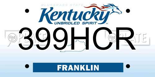 399HCR Kentucky License Plate