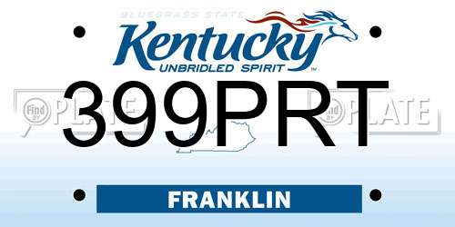 399PRT Kentucky License Plate