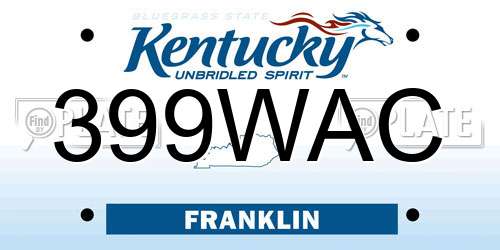 399WAC Kentucky License Plate