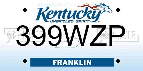 399WZP Kentucky License Plate