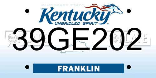 39GE202 Kentucky License Plate