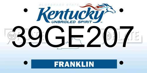39GE207 Kentucky License Plate