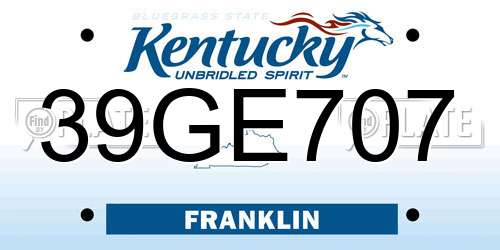39GE707 Kentucky License Plate