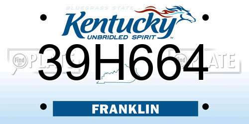 39H664 Kentucky License Plate