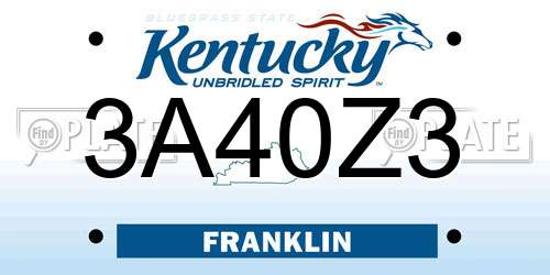 3A40Z3 Kentucky License Plate
