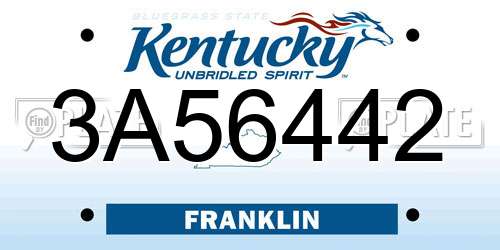 3A56442 Kentucky License Plate