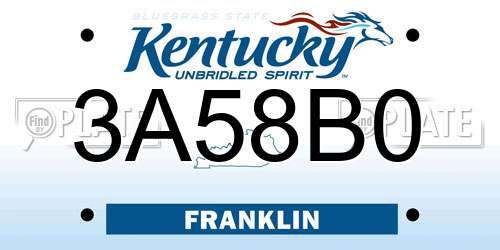 3A58B0 Kentucky License Plate