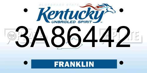 3A86442 Kentucky License Plate
