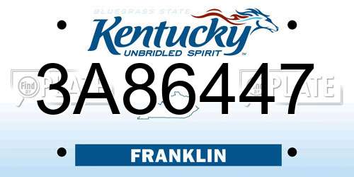 3A86447 Kentucky License Plate