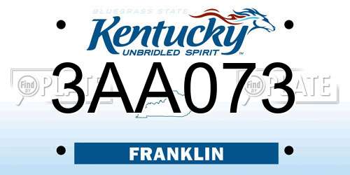 3AA073 Kentucky License Plate