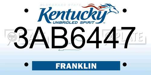 3AB6447 Kentucky License Plate