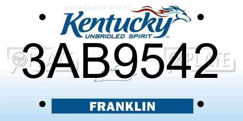 3AB9542 Kentucky License Plate