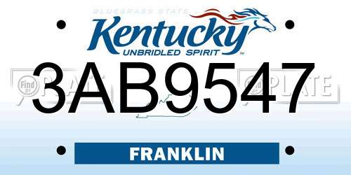 3AB9547 Kentucky License Plate