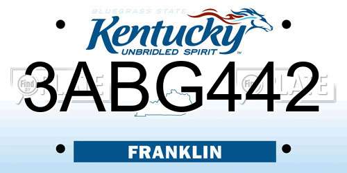 3ABG442 Kentucky License Plate