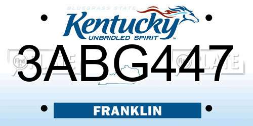 3ABG447 Kentucky License Plate