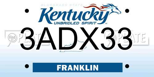 3ADX33 Kentucky License Plate