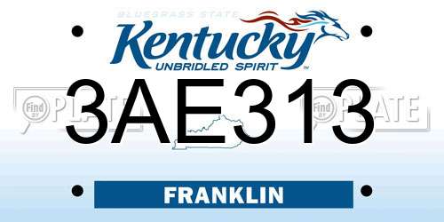 3AE313 Kentucky License Plate