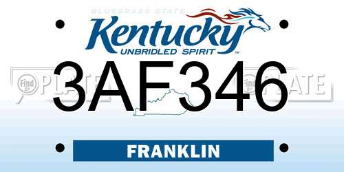 3AF346 Kentucky License Plate