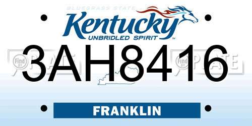 3AH8416 Kentucky License Plate