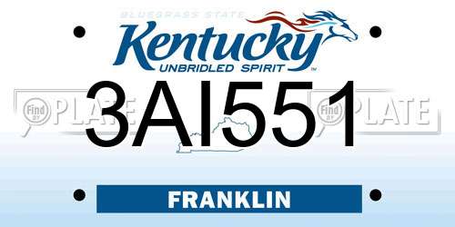3AI551 Kentucky License Plate