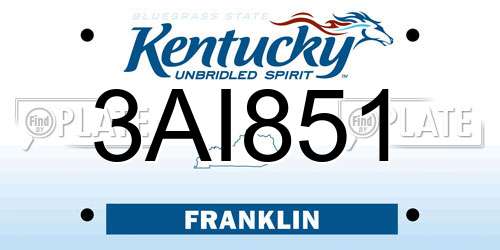 3AI851 Kentucky License Plate