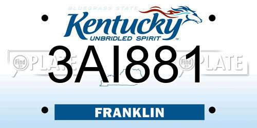 3AI881 Kentucky License Plate