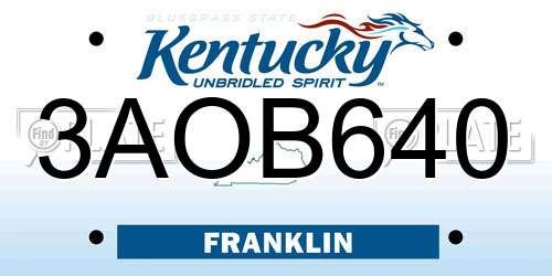 3AOB640 Kentucky License Plate