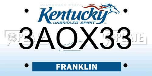 3AOX33 Kentucky License Plate