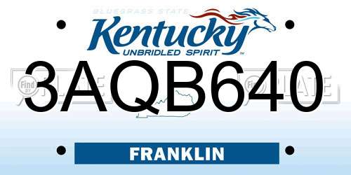 3AQB640 Kentucky License Plate
