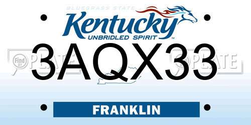 3AQX33 Kentucky License Plate